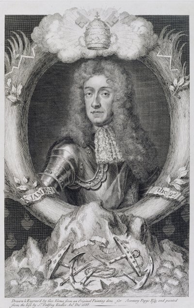 Porträt von James VII. von Schottland, II. von England (1633-1701) graviert von George Vertue (1684-1756) von Godfrey Kneller